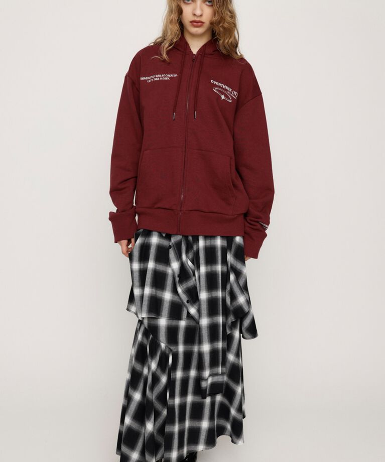SLY「FRONT ZIP PRINT HOODIE」|パーカー|