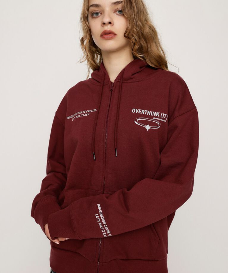 SLY「FRONT ZIP PRINT HOODIE」|パーカー|