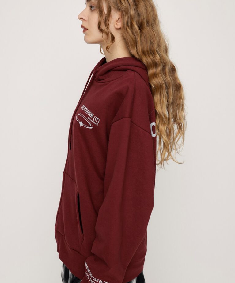 SLY「FRONT ZIP PRINT HOODIE」|パーカー|