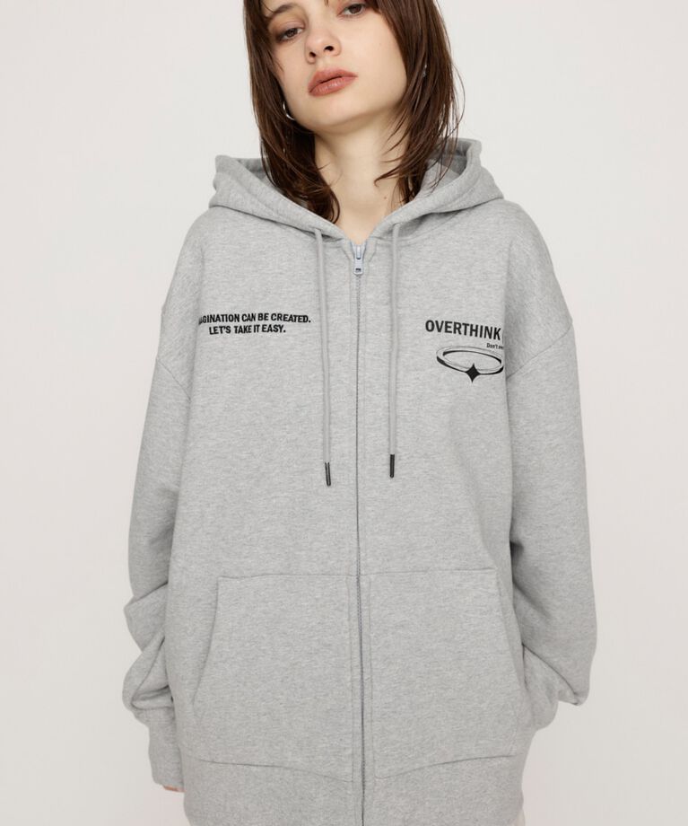 SLY「FRONT ZIP PRINT HOODIE」|パーカー|