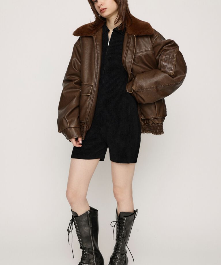 SLY「FRONT ZIP MOLE YARN ロンパース」|その他|