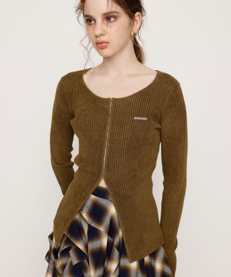 SLY「FRONT HOOK MOLE YARN トップス」|ニット・セーター|