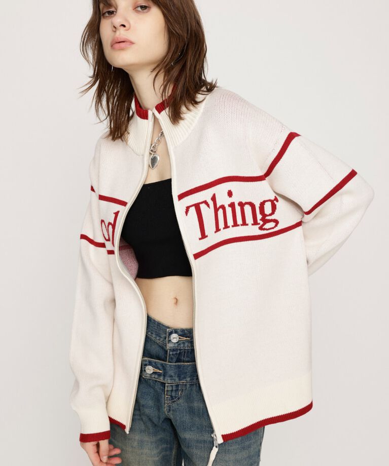 SLY「LINE LOGO ZIP カーディガン」|カーディガン|