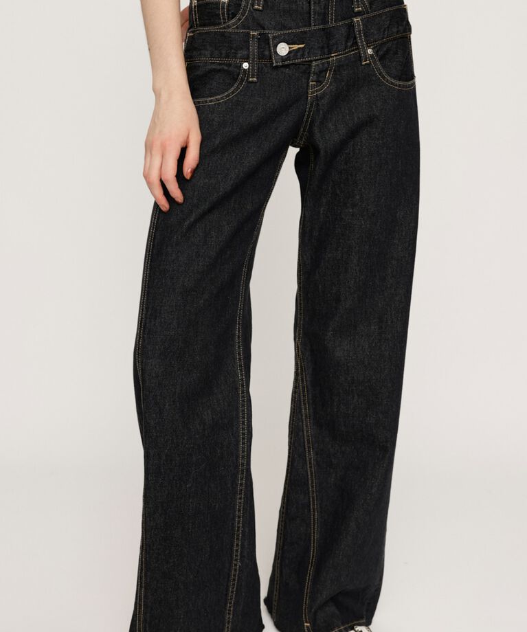 SLY「DOUBLE BELT WIDE FLARE PT-C」|デニム|
