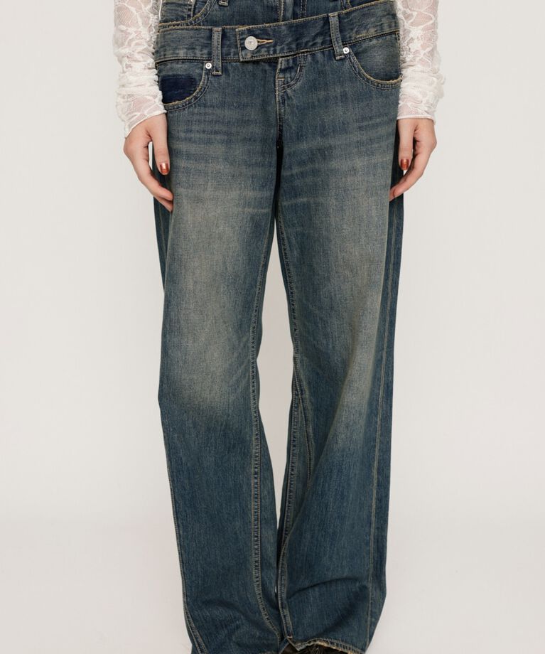 SLY「DOUBLE BELT WIDE FLARE PT-C」|デニム|