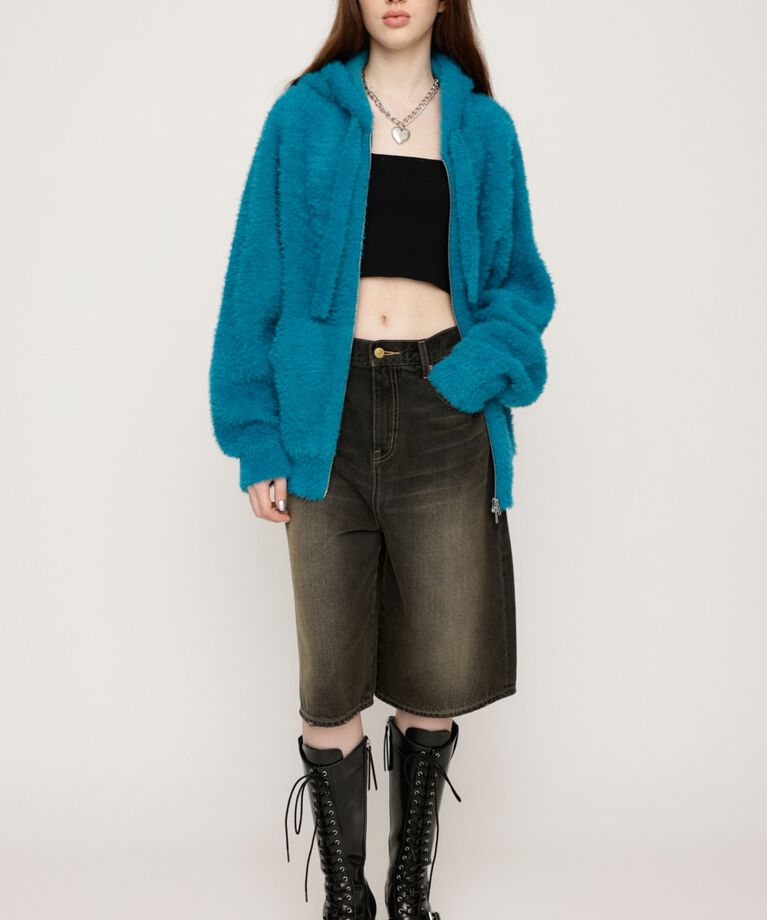 SLY「ZIP UP SHAGGY HOODIE」|パーカー|