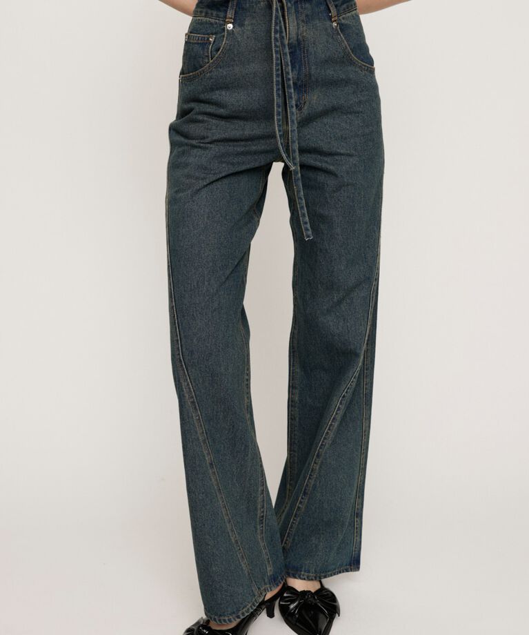 SLY「CUT OFF WAIST STRAIGHT パンツ」|デニム|BLU