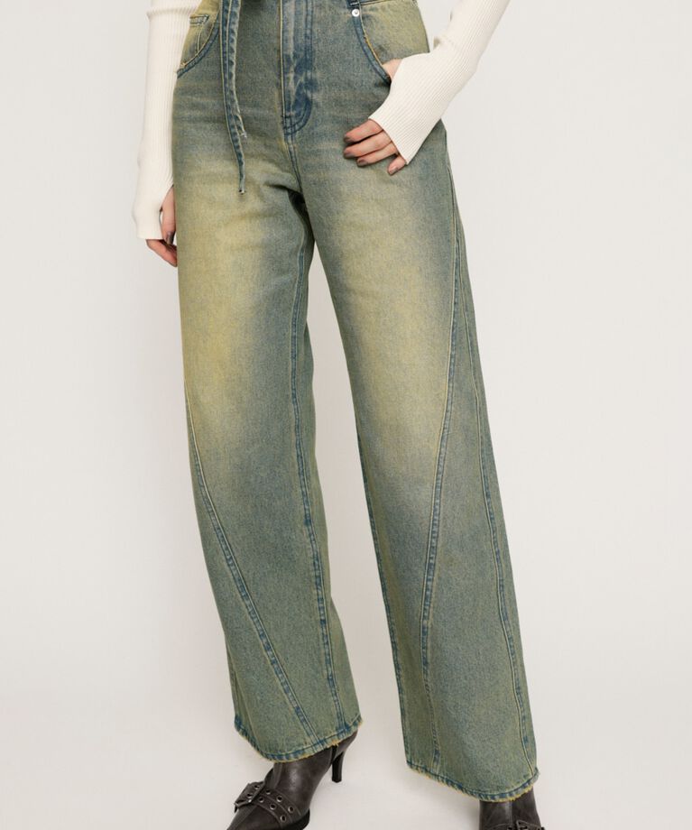 SLY「CUT OFF WAIST STRAIGHT パンツ」|デニム|