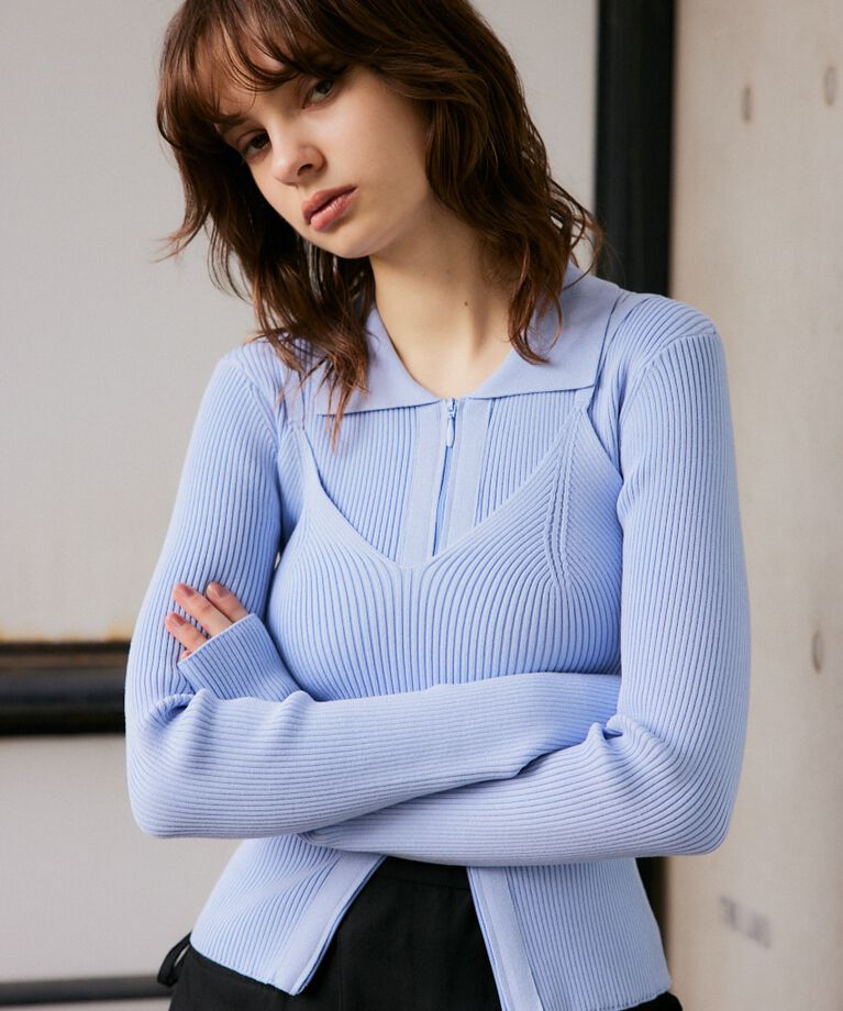 SLY「FRONT ZIP HG 2P トップス」|ニット・セーター|