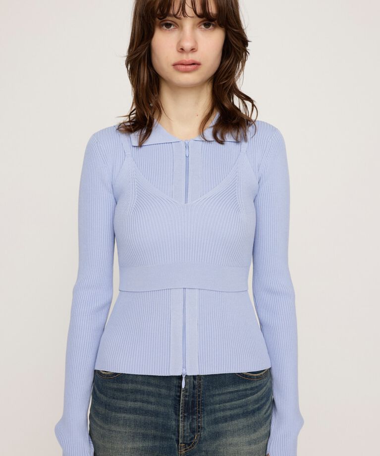 SLY「FRONT ZIP HG 2P トップス」|ニット・セーター|