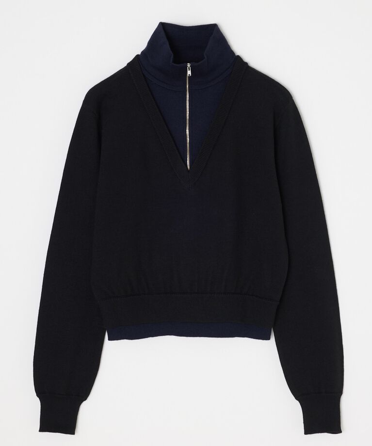 SLY「LAYERED STAND HG トップス」|ニット・セーター|BLK
