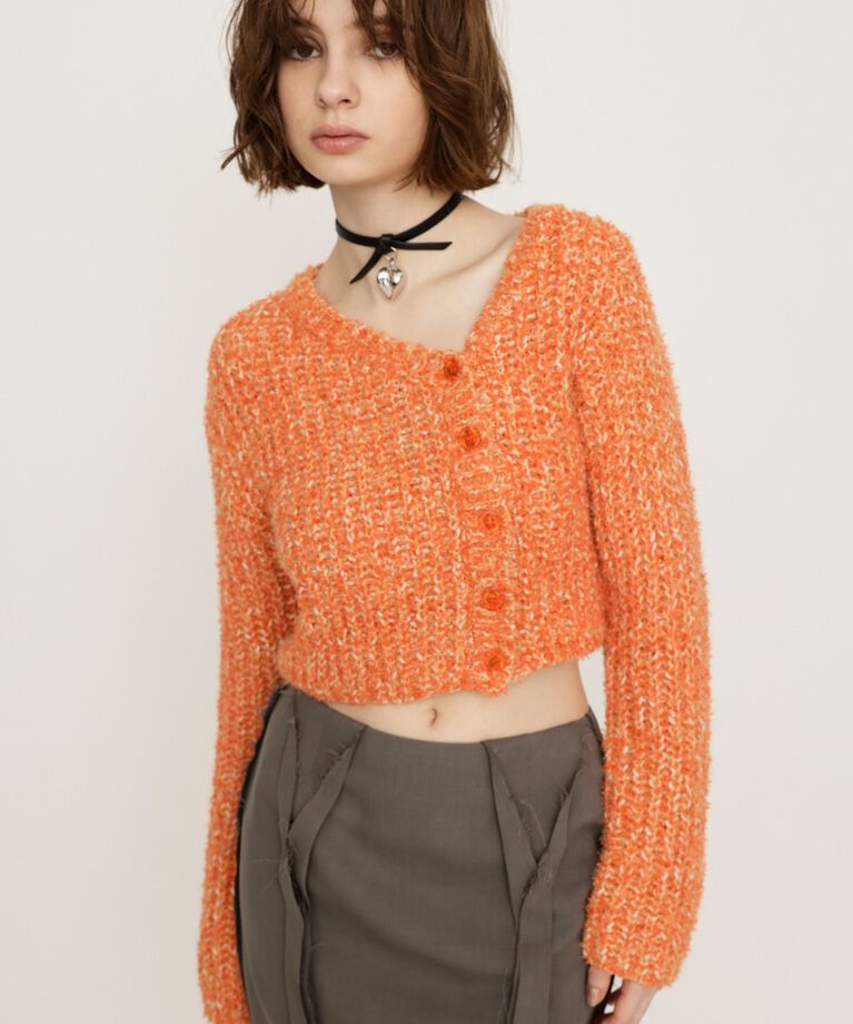 SLY「TAPE YARN SLANT NECK カーディガン」|ニット・セーター|ORG