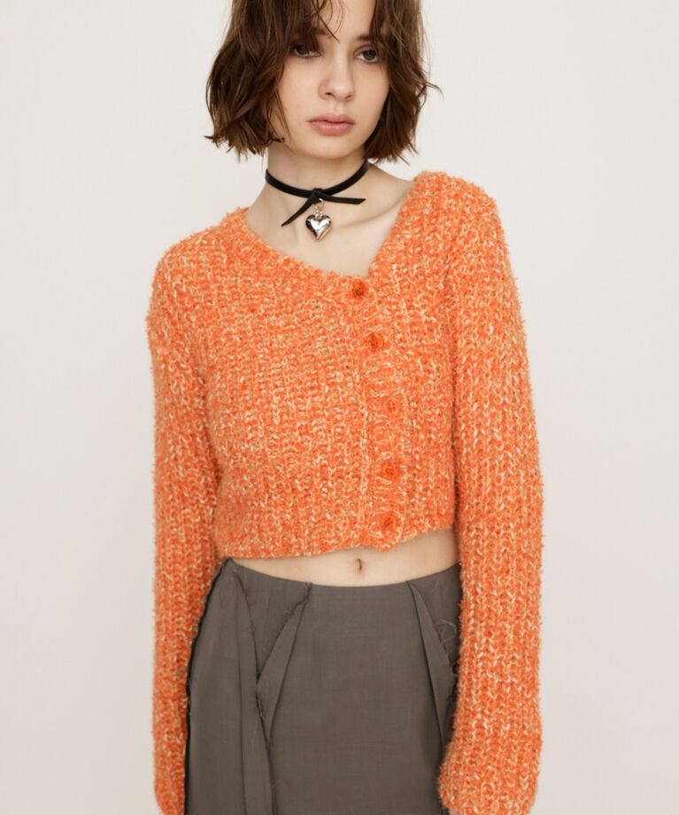 SLY「TAPE YARN SLANT NECK カーディガン」|ニット・セーター|