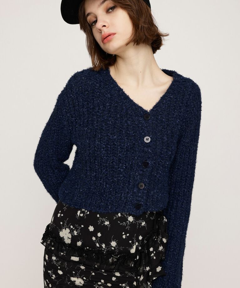 SLY「TAPE YARN SLANT NECK カーディガン」|ニット・セーター|NVY
