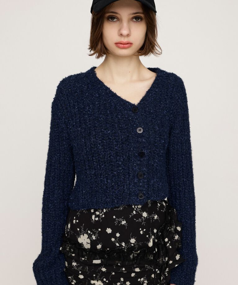 SLY「TAPE YARN SLANT NECK カーディガン」|ニット・セーター|