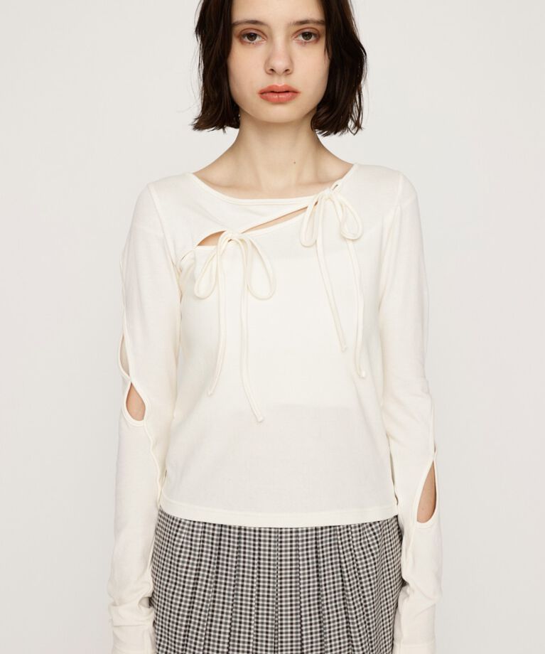 SLY「CUT OUT RIBBON トップス」|Tシャツ・カットソー|