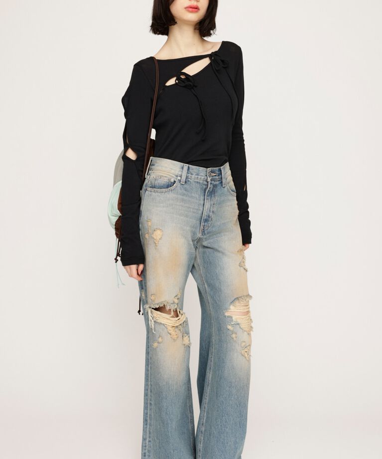 SLY「CUT OUT RIBBON トップス」|Tシャツ・カットソー|