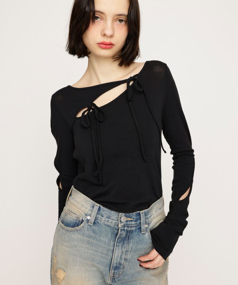 SLY「CUT OUT RIBBON トップス」|Tシャツ・カットソー|