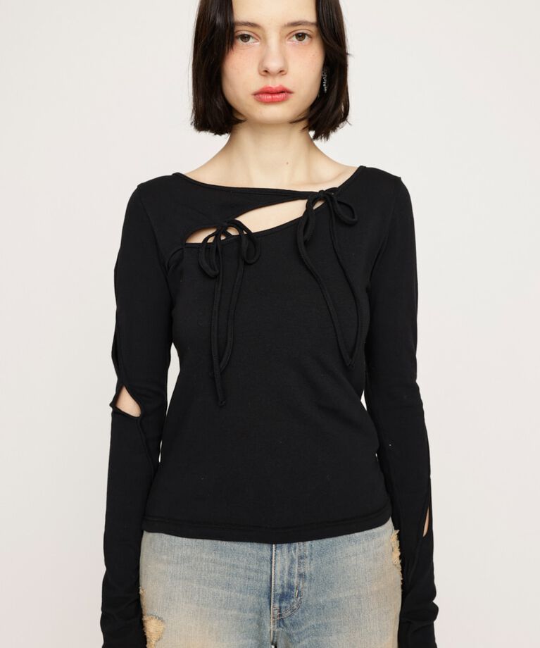 SLY「CUT OUT RIBBON トップス」|Tシャツ・カットソー|