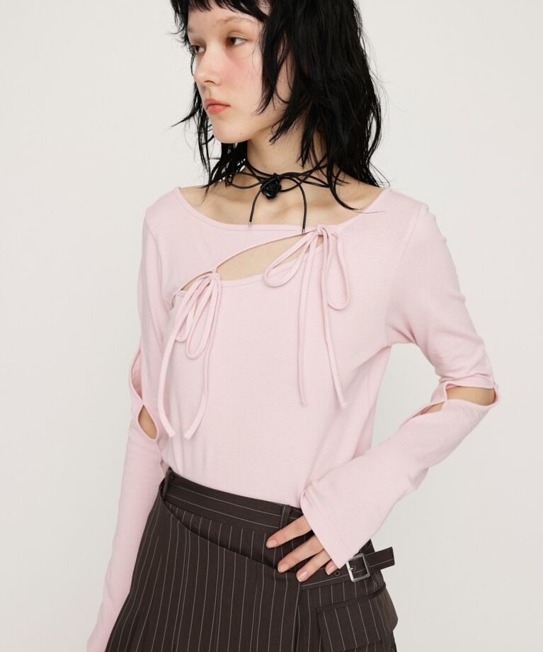 SLY「CUT OUT RIBBON トップス」|Tシャツ・カットソー|