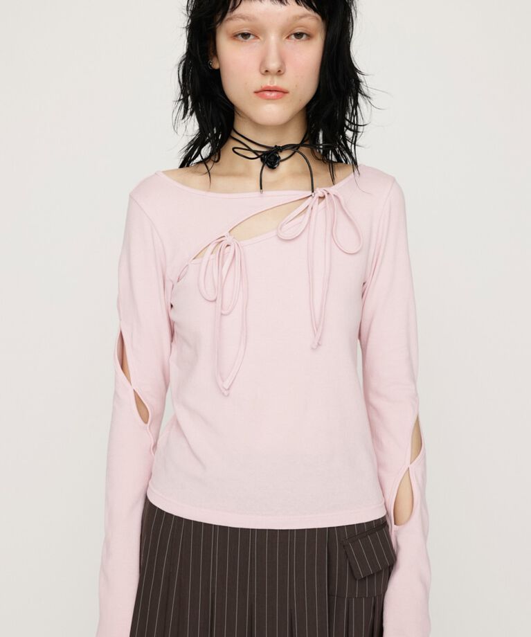SLY「CUT OUT RIBBON トップス」|Tシャツ・カットソー|