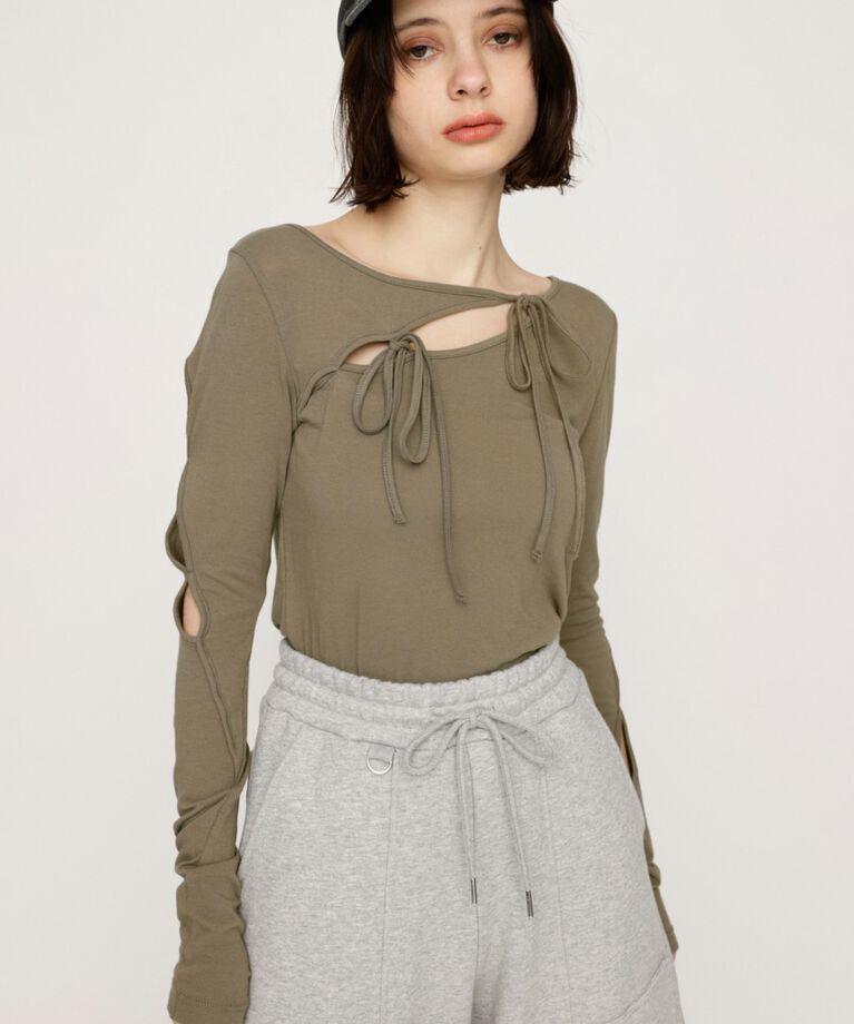 SLY「CUT OUT RIBBON トップス」|Tシャツ・カットソー|
