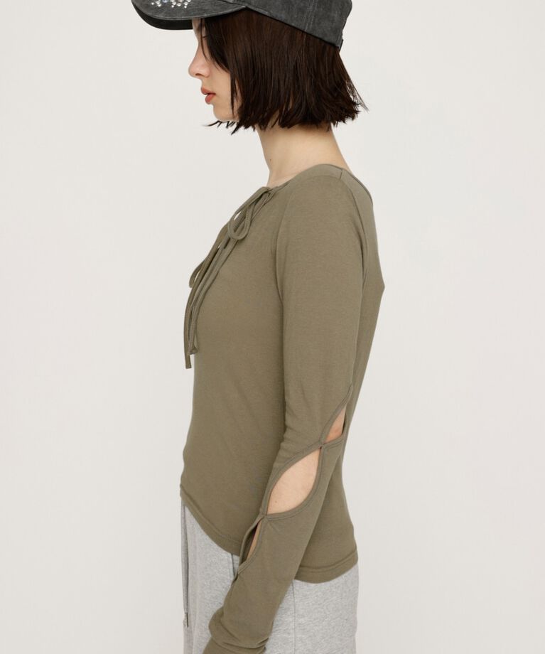 SLY「CUT OUT RIBBON トップス」|Tシャツ・カットソー|