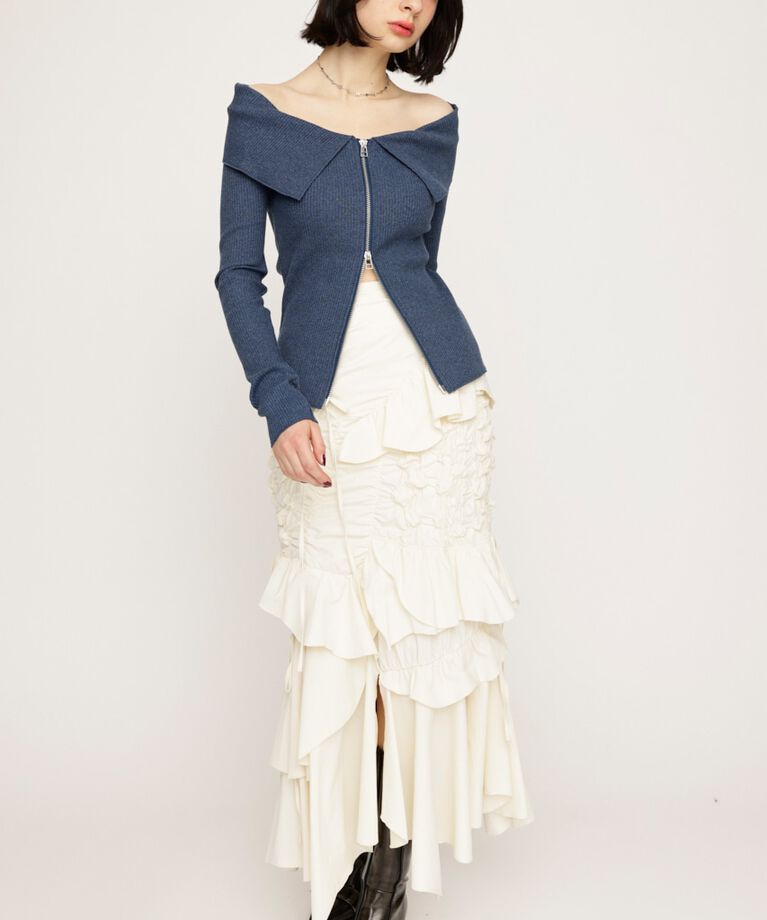 SLY「OFFSHOULDER FRONT ZIP トップス」|Tシャツ・カットソー|