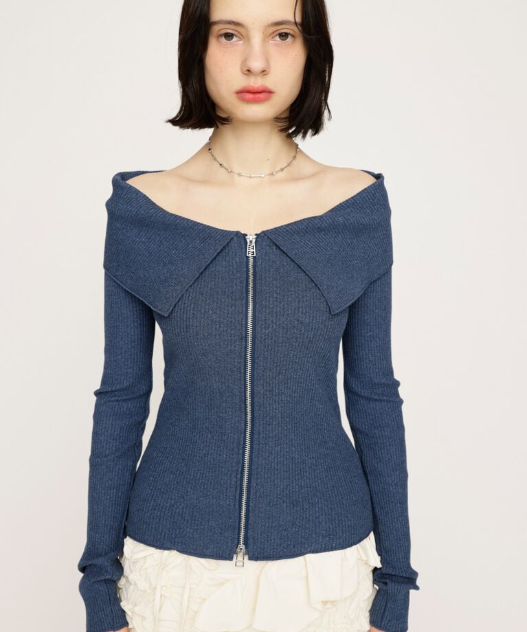 SLY「OFFSHOULDER FRONT ZIP トップス」|Tシャツ・カットソー|