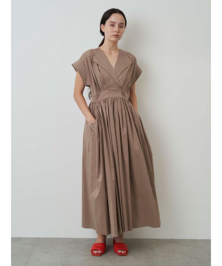 ELENDEEK「OPEN COLLAR SHIRT OP」|ワンピース|ベージュ