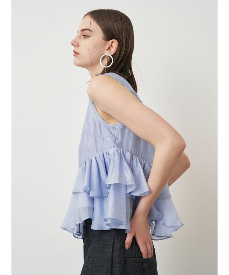 ELENDEEK「SHEER FRILL SLEEVELESS BL」|シャツ・ブラウス|