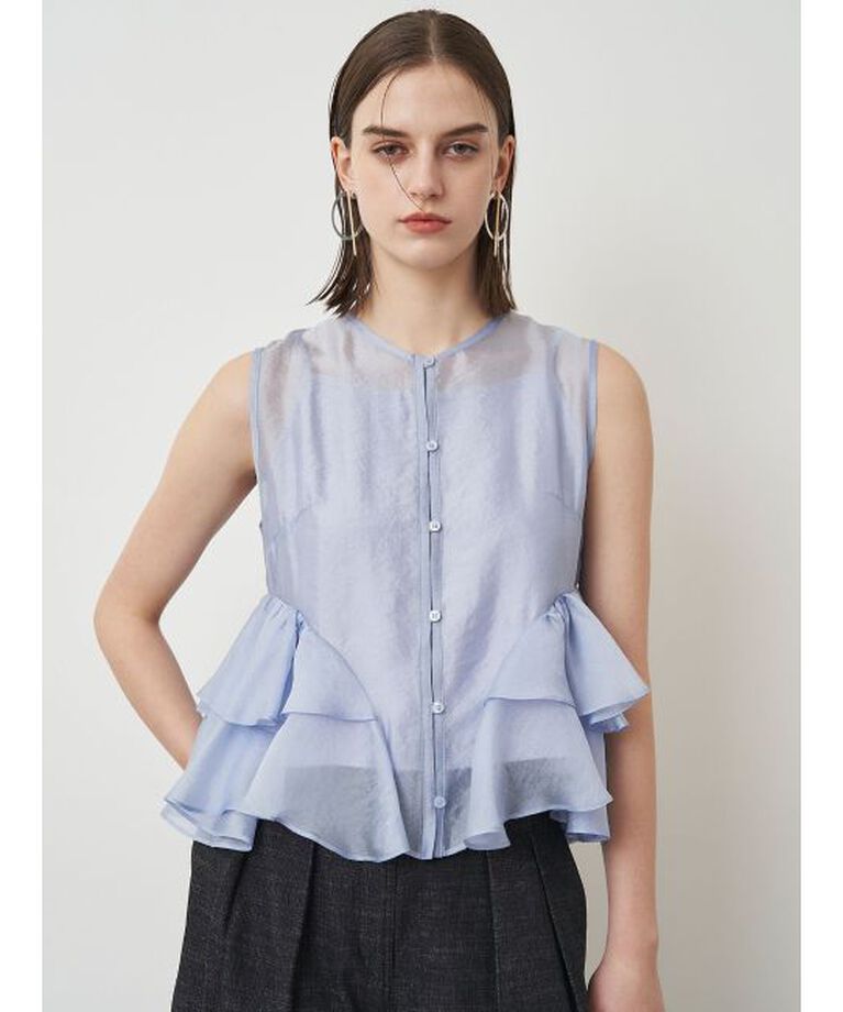 ELENDEEK「SHEER FRILL SLEEVELESS BL」|シャツ・ブラウス|