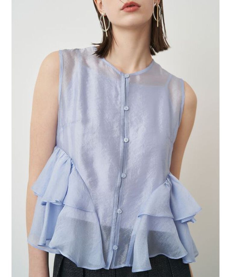ELENDEEK「SHEER FRILL SLEEVELESS BL」|シャツ・ブラウス|