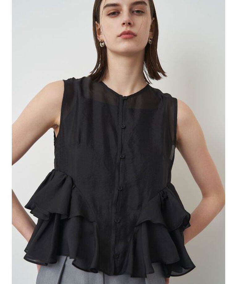 ELENDEEK「SHEER FRILL SLEEVELESS BL」|シャツ・ブラウス|