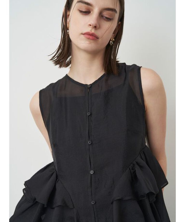 ELENDEEK「SHEER FRILL SLEEVELESS BL」|シャツ・ブラウス|