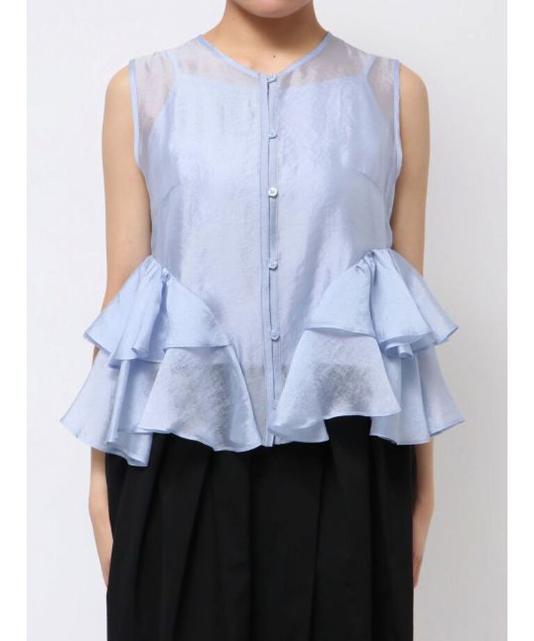 ELENDEEK「SHEER FRILL SLEEVELESS BL」|シャツ・ブラウス|