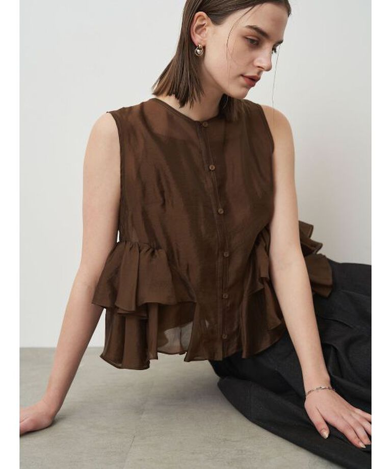 ELENDEEK「SHEER FRILL SLEEVELESS BL」|シャツ・ブラウス|