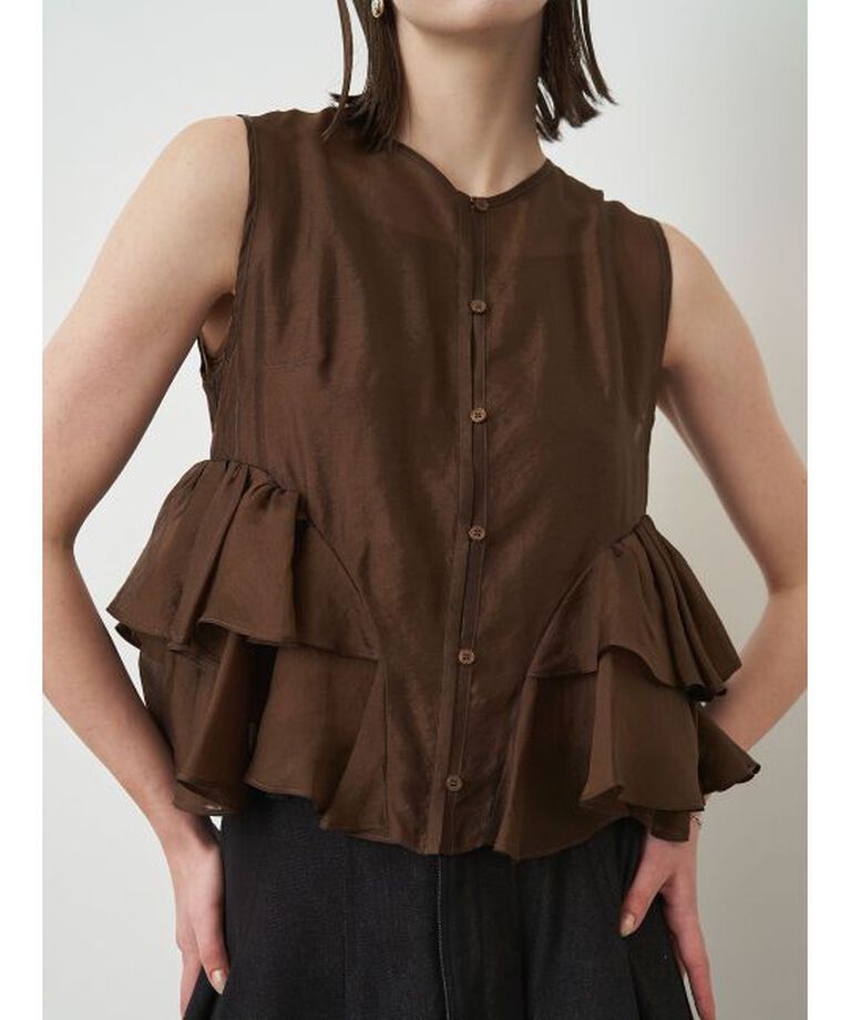 ELENDEEK「SHEER FRILL SLEEVELESS BL」|シャツ・ブラウス|