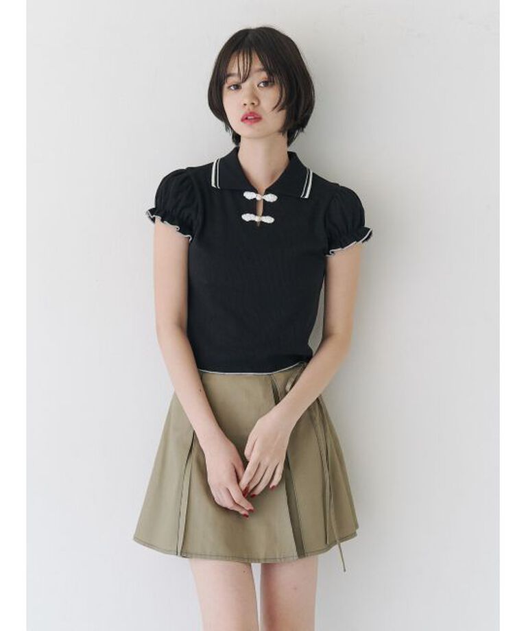jouetie「パフスリーブチャイナポロトップス」|ポロシャツ|