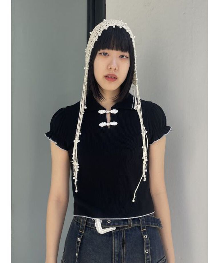 jouetie「パフスリーブチャイナポロトップス」|ポロシャツ|