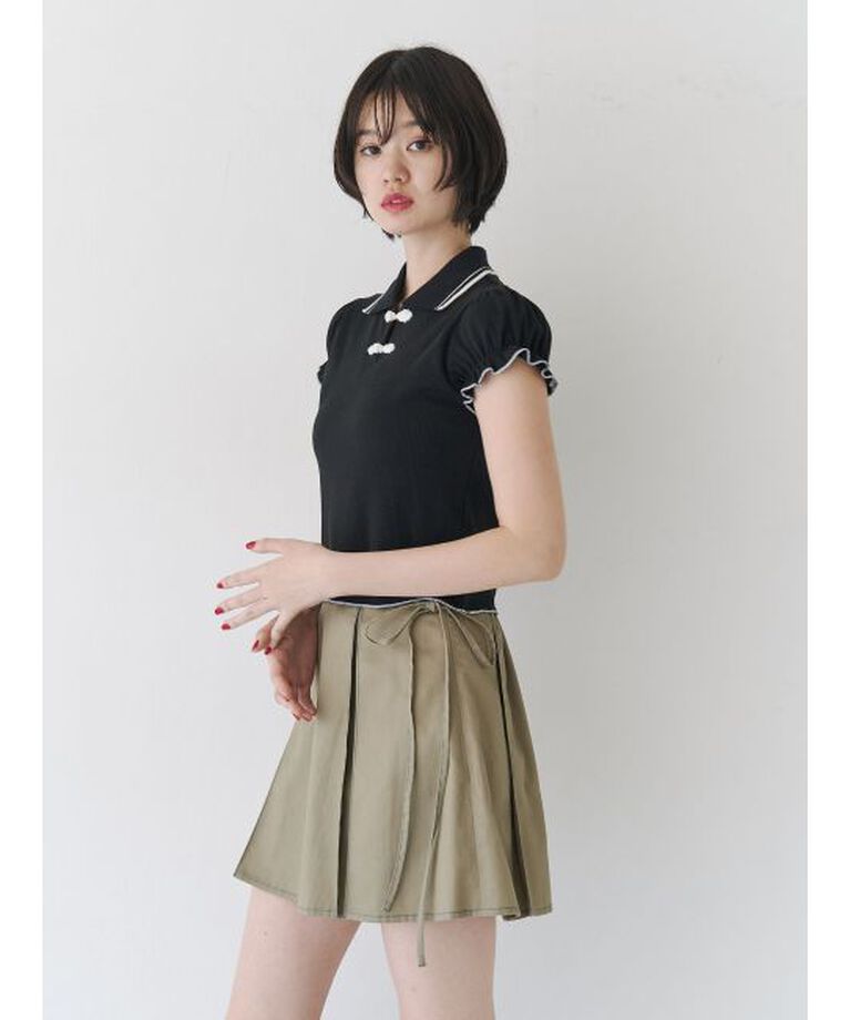 jouetie「パフスリーブチャイナポロトップス」|ポロシャツ|