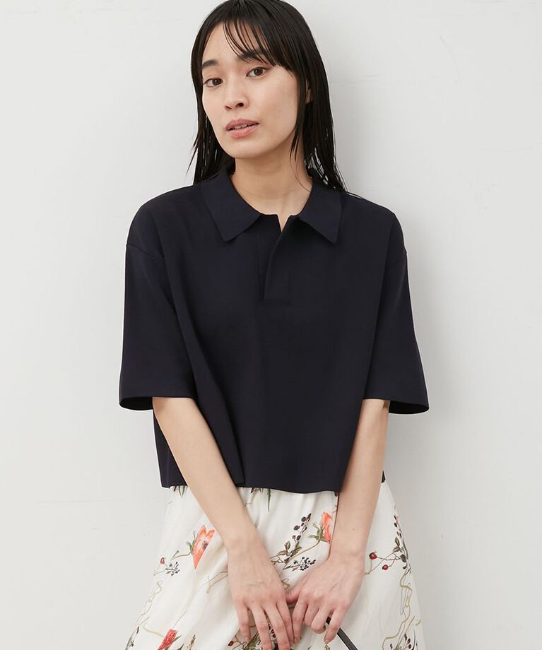 Mila Owen「【セットアイテム】【ウォッシャブル】短丈スキッパーポロニット×スカートSET UP」|ワンピース|