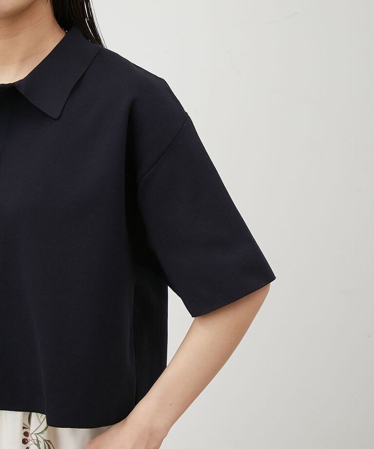 Mila Owen「【セットアイテム】【ウォッシャブル】短丈スキッパーポロニット×スカートSET UP」|ワンピース|