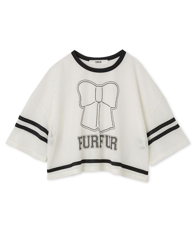 FURFUR「リボンロゴプリントメッシュTシャツ」|Tシャツ・カットソー|WHT