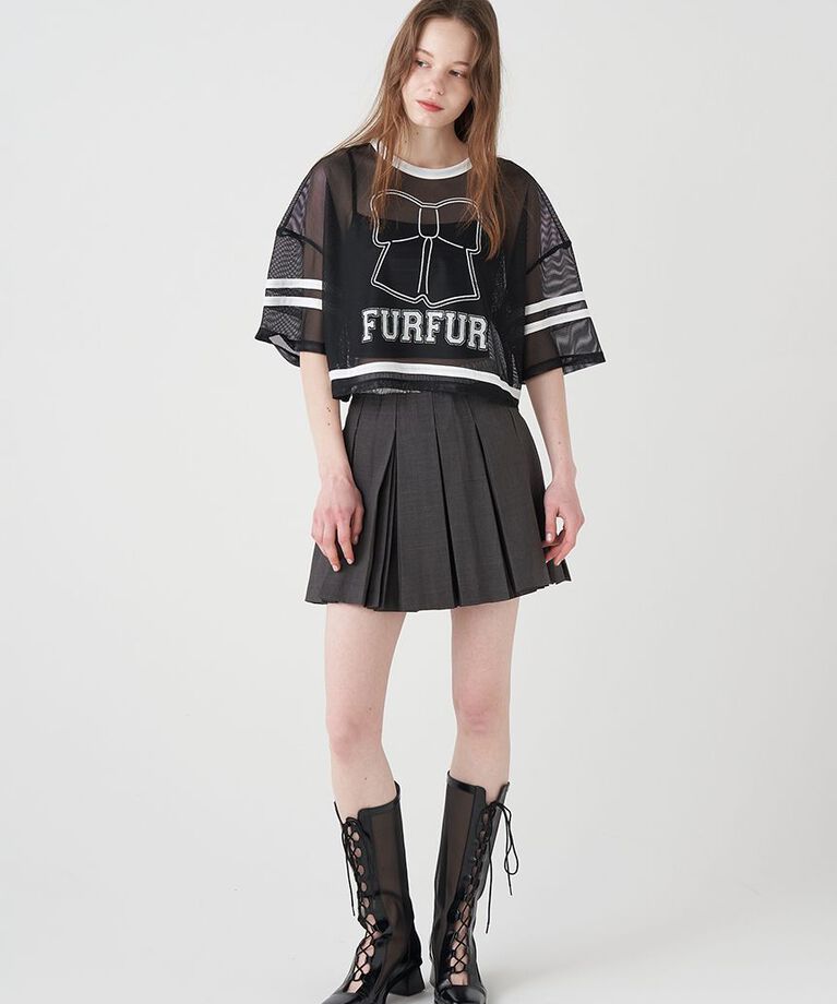 FURFUR「リボンロゴプリントメッシュTシャツ」|Tシャツ・カットソー|