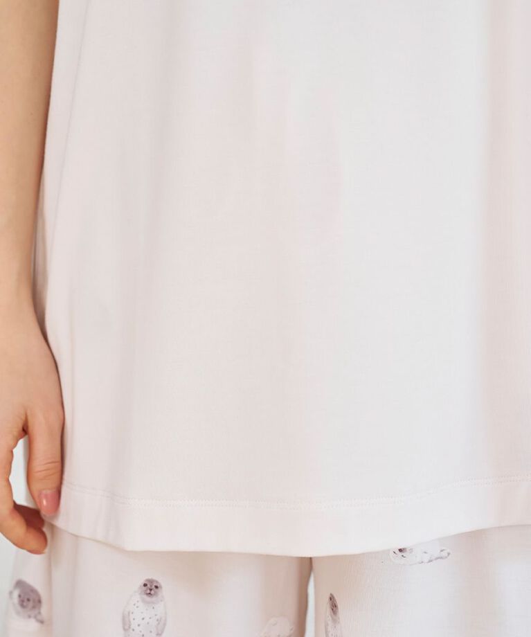 gelato pique「【ラッピング済み】【接触冷感】あざらしワンポイントTシャツ&ロングパンツSET」|ルームウェア|