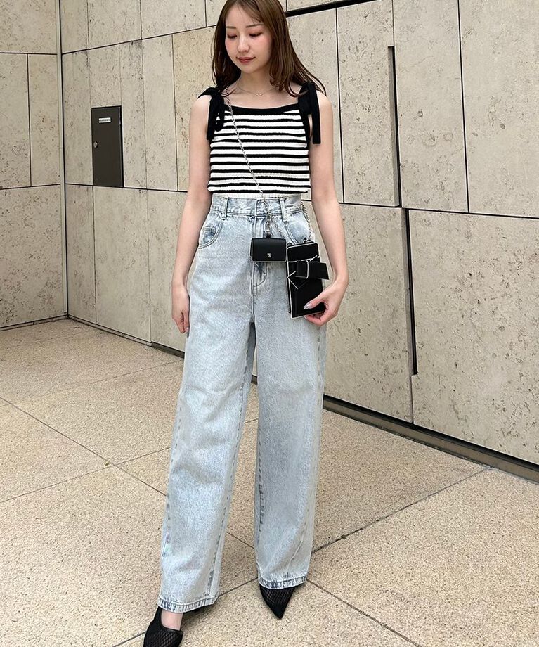 FRAY I.D「ハイウエストワイドデニムパンツ」|デニム|
