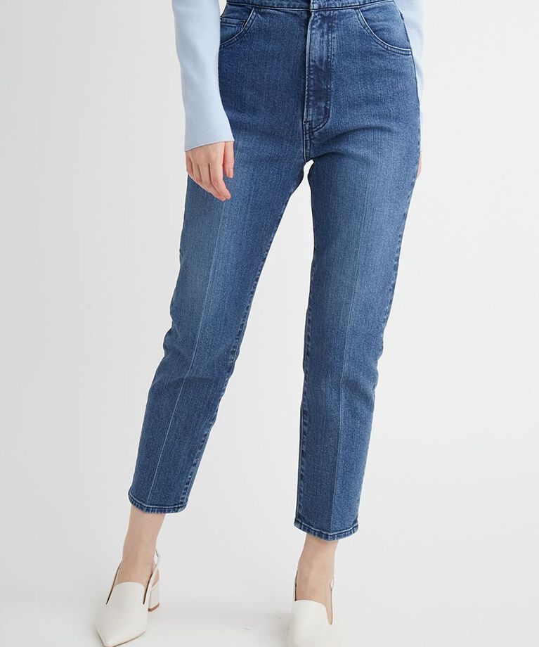 CELFORD「ハイライズ美脚ストレッチテーパードデニムパンツ」|デニム|