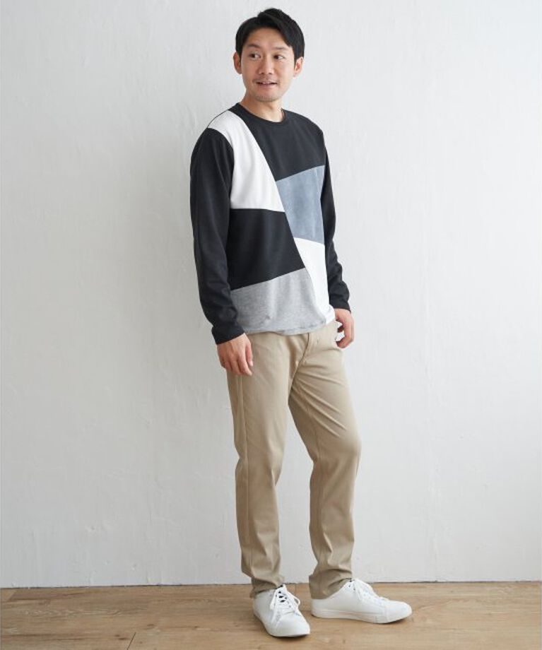 ikka「ブロックススエード切り替えロンT」|Tシャツ・カットソー|