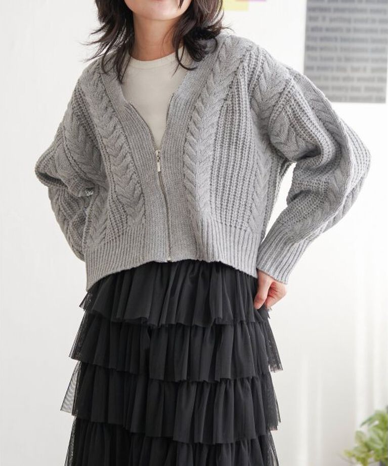 VENCE share style「ケーブルショートカーディガン」|カーディガン|